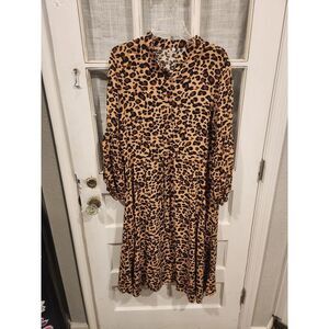 Animal Print Cheetah Longsleeve Kneelength Dress Women's Size‎ Medium